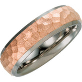 Titanium and Rose Gold Hammered Wedding Band